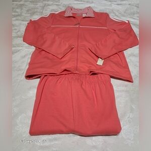 Womens ERIKA Petite Large Zip Up Jacket With Pants Salmon Color Vintage